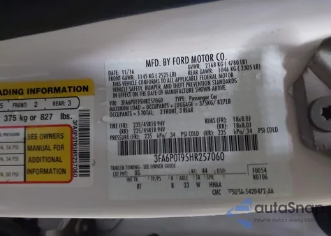 2017 Ford Fusion Se из США, поврежденный, VIN 3FA6P0T95HR257060